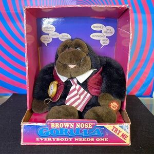 NIB Vintage 1995 Dan Dee Brown Nose Gorilla Talking Plush Toy New In Box 90s
